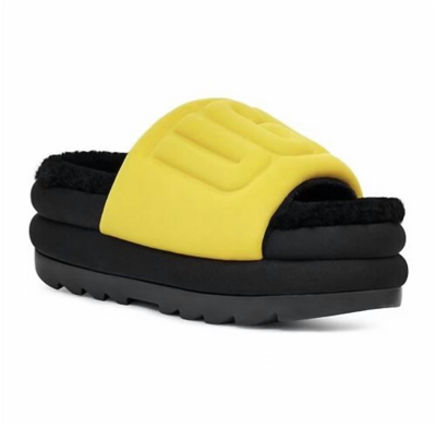Shop Ugg Maxi Graphic Slide In Canary In Yellow