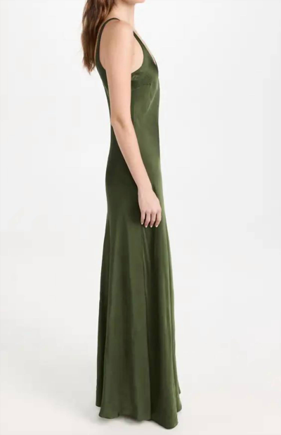 Shop L Agence Clea Scoop Neck Slip Dress In Dark Moss In Green