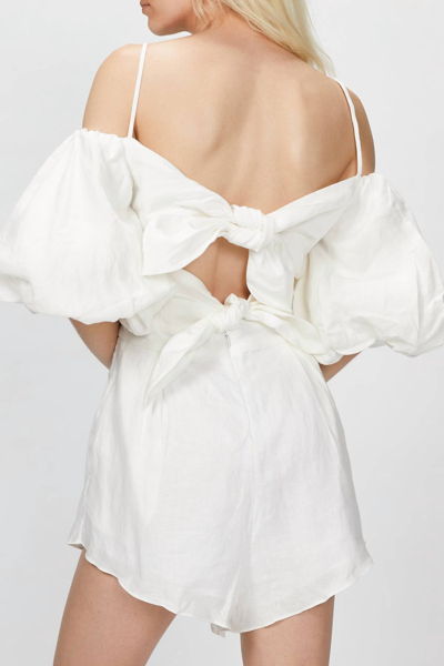 Shop Adriana Degreas Linen Playsuit With Double Knot In White