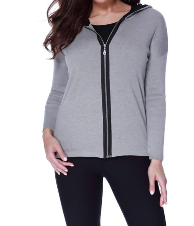 Shop Angel Frenchie Love Hooded Caridgan In Gray Multi In Grey