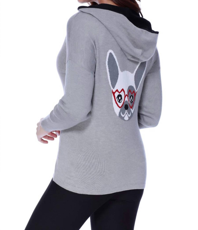 Shop Angel Frenchie Love Hooded Caridgan In Gray Multi In Grey