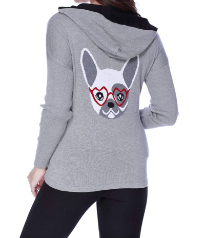 Angel Frenchie Love Hooded Caridgan In Gray Multi In Grey