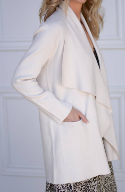 Shop Cupcakes And Cashmere Marta Drape Front Cardigan In Oatmeal In White
