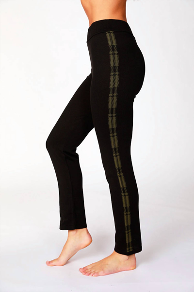Angel Plaid Trim Track Pant In Black Combo