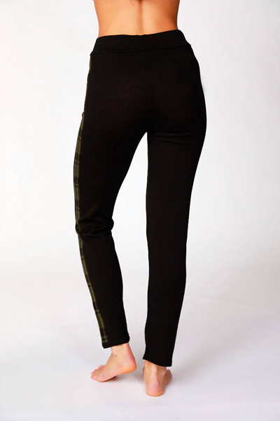 Angel Plaid Trim Track Pant In Black Combo