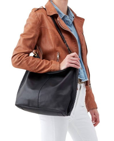 Shop Hobo Moondance Leather Shoulder Bag In Black
