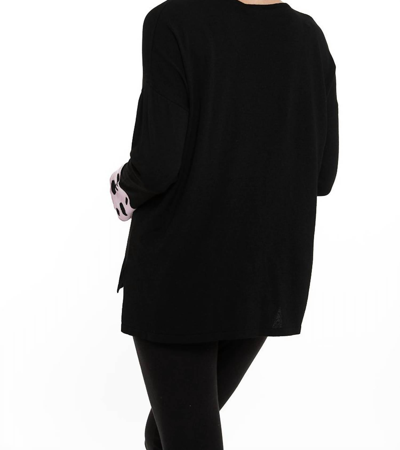 Angel Polka Dot Sleeve Tunic Sweater In Black/pink In Multi