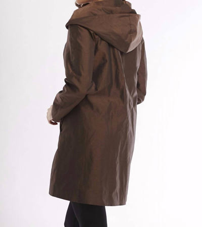 Angel Metallic Long Trench Hoodie Jacket In Bronze In Gold