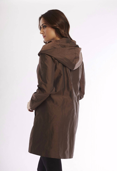 Angel Metallic Long Trench Hoodie Jacket In Bronze In Gold