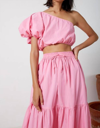 S/w/f Drawstring A Line Tiered Maxi Skirt In Floss In Multi