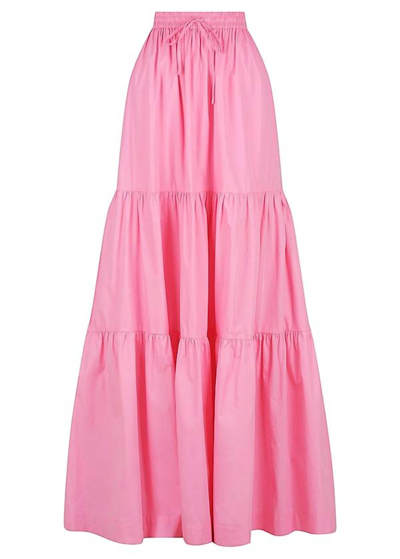 S/w/f Drawstring A Line Tiered Maxi Skirt In Floss In Multi