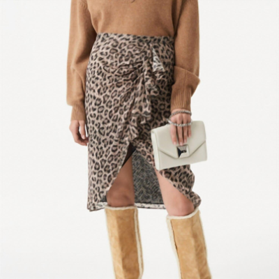 Shop Iro Marwa Skirt In Black Leopard In Multi