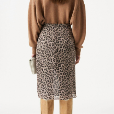 Shop Iro Marwa Skirt In Black Leopard In Multi