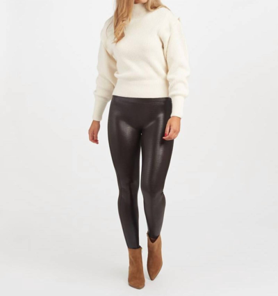 Shop Spanx Faux Leather Croc Shine Legging In Brown