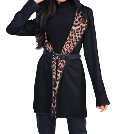 Shop Frank Lyman Reversible Jacket In Black/leopard In Multi