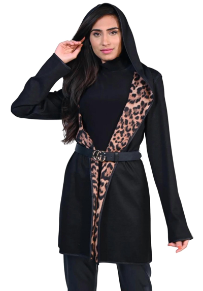 Shop Frank Lyman Reversible Jacket In Black/leopard In Multi