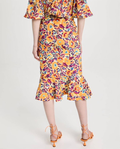Shop Saloni Olivia Dress In Mango Sunflower In Multi