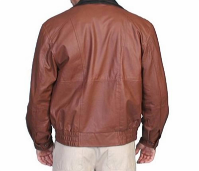 Shop Scully Double Collar Leather Jacket In Brown