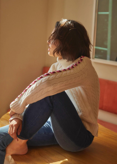 Derek Lam 10 Crosby Pippa Lace Up Turtleneck In Ivory In Multi