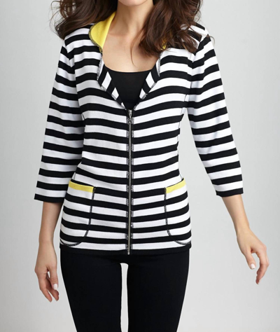 Angel Colorblock Striped Cardigan In Black/yellow In Multi