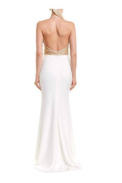 Issue New York Ivory And Gold Evening Gown In Ivory And Gold In Multi