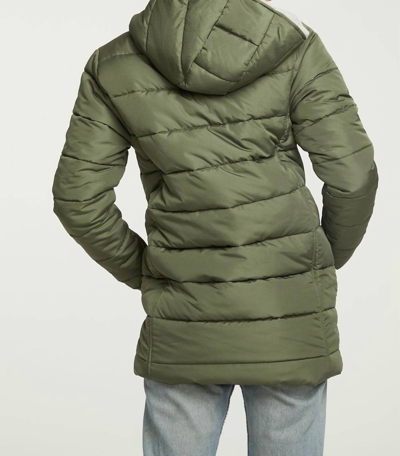 Shop Chaser Quilted Hooded Long Puffer Zip Up Jacket In Safari In Green
