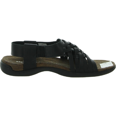 Shop Merrell District Womens Leather Wovn Slingback Sandals In Black