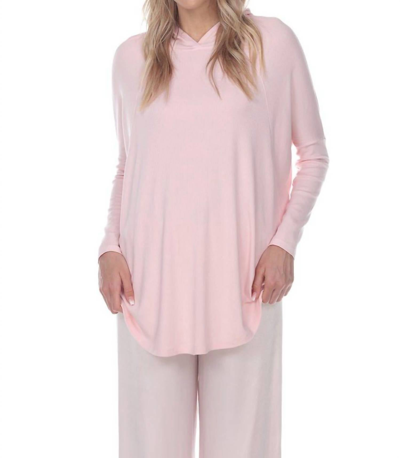 Shop Pj Harlow Tara Long Sleeve Hoodie With Pocket In Blush In Pink
