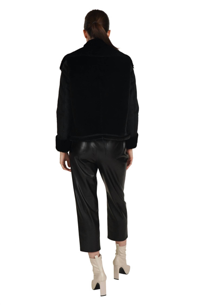 Love Token Eliza Faux Suede/fur Zippered Jacket In Black In Black