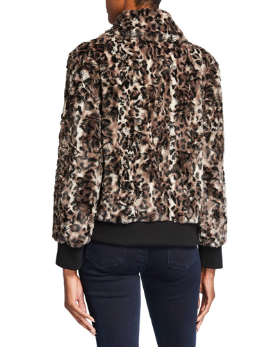Johnny Was Leopard Faux Fur Bomber Jacket In Multi