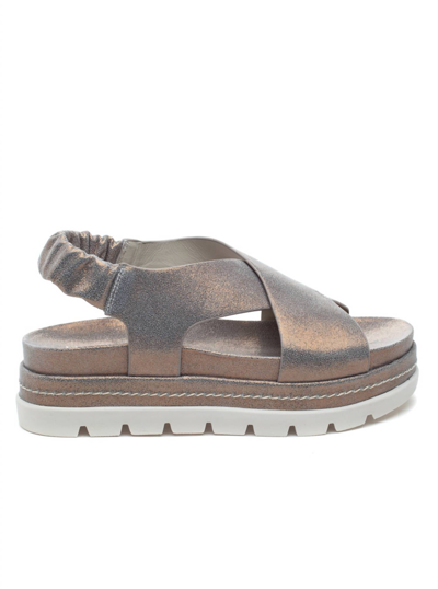 Shop J/slides Resa Criss-cross Sandal In Bronze Metallic Suede In Multi