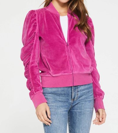 Shop Another Love Kaya Ruched Zip-up Jacket In Magenta In Pink
