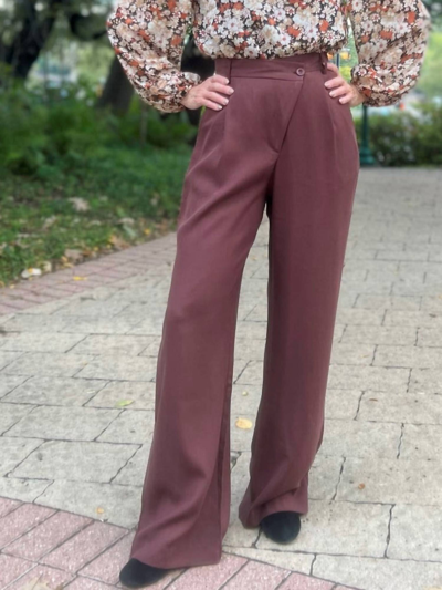 Shop Bsl Pleated Palazzo Pants In Brown