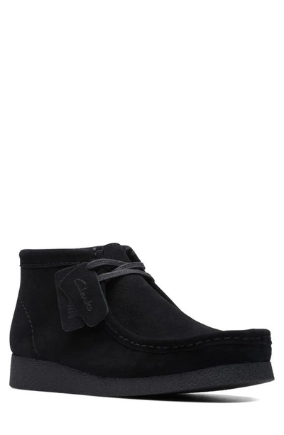 Shop Clarks Wallabee Suede Boot In Black Suede