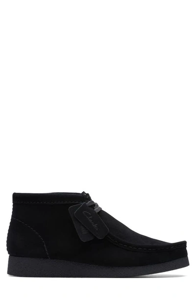 Clarks Wallabee Suede Boot In Black Suede