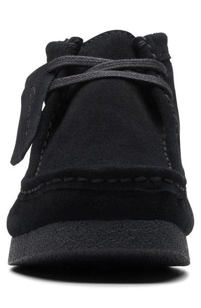 Clarks Wallabee Suede Boot In Black Suede