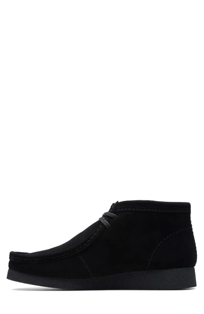 Clarks Wallabee Suede Boot In Black Suede