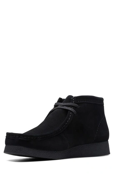 Clarks Wallabee Suede Boot In Black Suede
