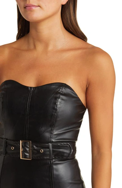 Shop Bebe Faux Leather Strapless Dress In Black