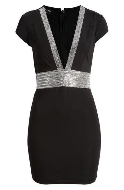 Shop Bebe Rhinestone Minidress In Black