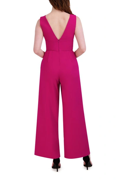 Shop Julia Jordan Plunge Neck Wide Leg Jumpsuit In Dark Cerise