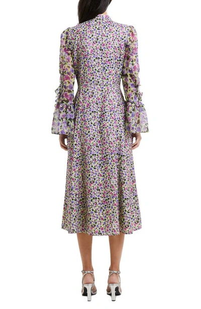 Shop French Connection Alezzia Ely Floral Jacquard Long Sleeve Dress In 32-sharp Green