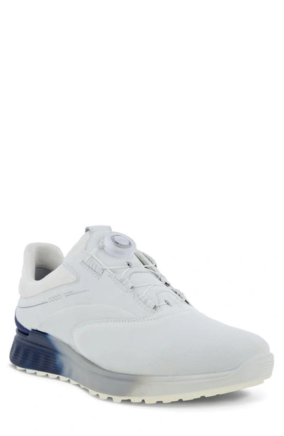 Shop Ecco S-3 Boa Wateproof Golf Shoe In White/ Blue