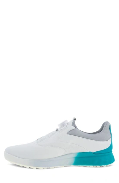 Shop Ecco S-3 Boa Wateproof Golf Shoe In White/ Caribbean/ Concrete