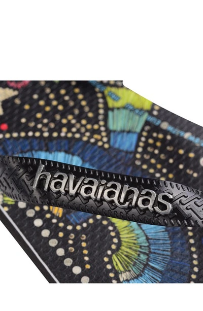 Shop Havaianas X Farm Rio Multi Flip-flop In Black