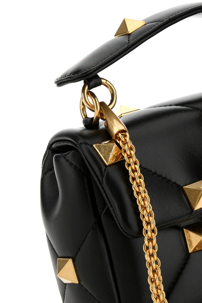 Valentino Garavani Woman Black Nappa Leather Medium Roman Stud Handbag