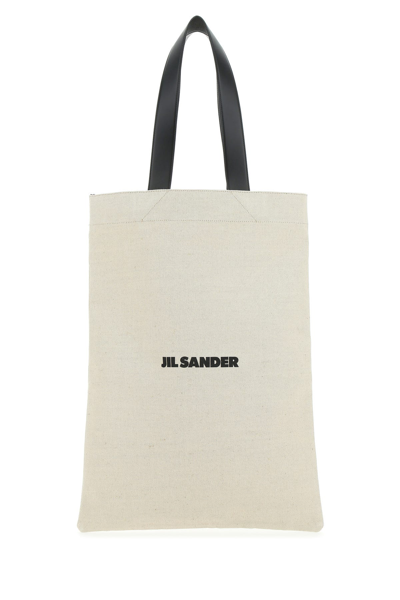 Jil Sander Borsa Shopping In Tela Sabbia  Donna