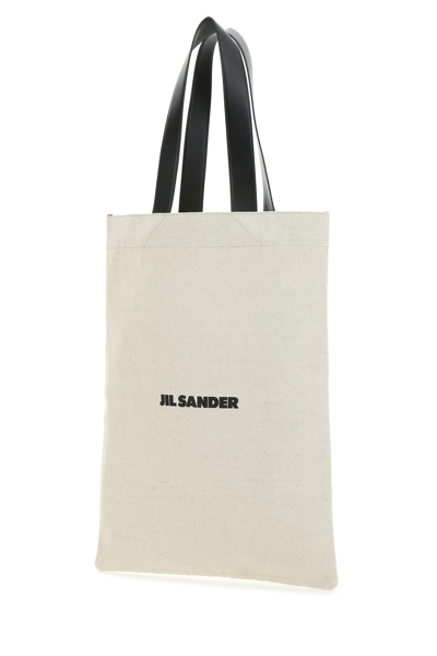 Jil Sander Borsa Shopping In Tela Sabbia  Donna