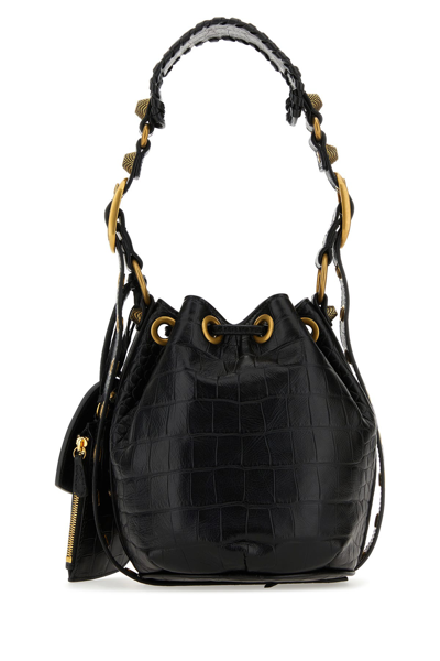 Balenciaga Black Leather Le Cagole Xs Bucket Bag In Black