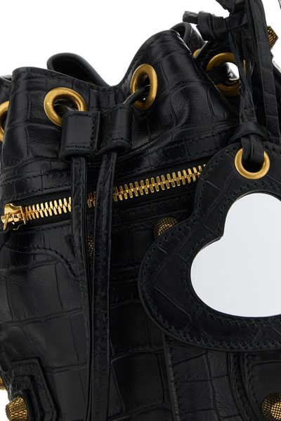 Balenciaga Black Leather Le Cagole Xs Bucket Bag In Black